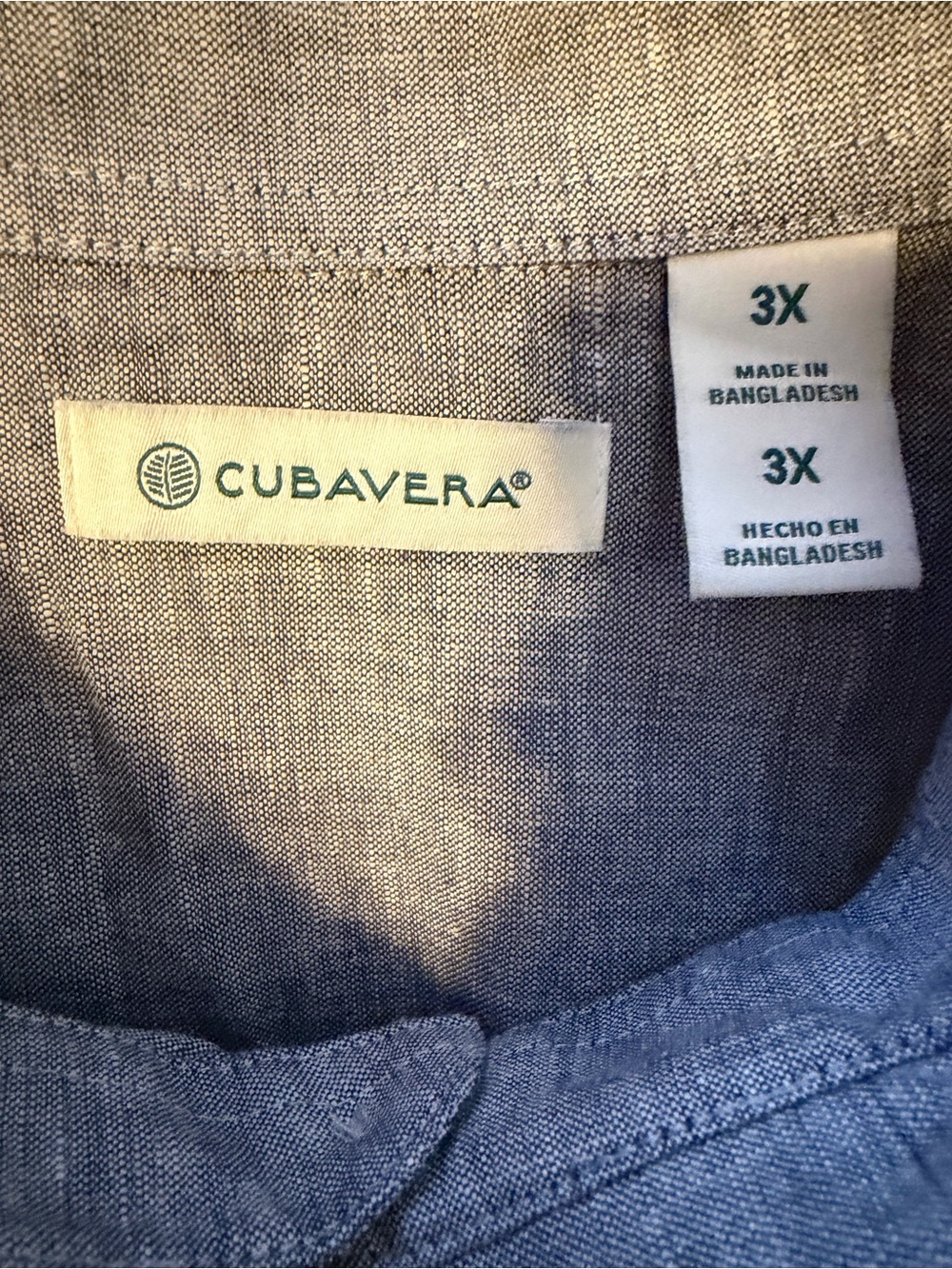 Cubavera Gray Short Sleeve Button-Front Shirt with Pastel Stripe Panels - Picture 2 of 3